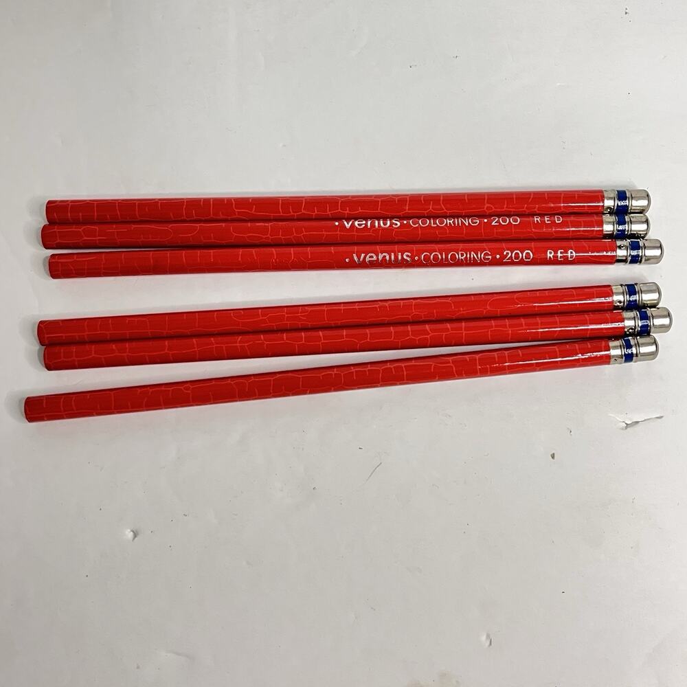 vintage red pencils venus coloring 200 lot of 6 unsharpened